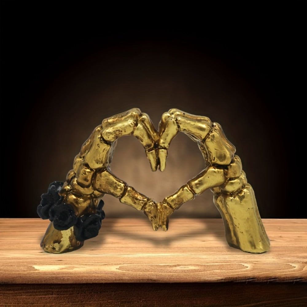 Skull Heart Hand Resin Statue - Gothic Desktop Decoration Modern Art Sculpture for Home Decor, Halloween Decor, Office & Shelf Display, Unique Gift for Art Lovers & Gothic Decor Enthusiasts
