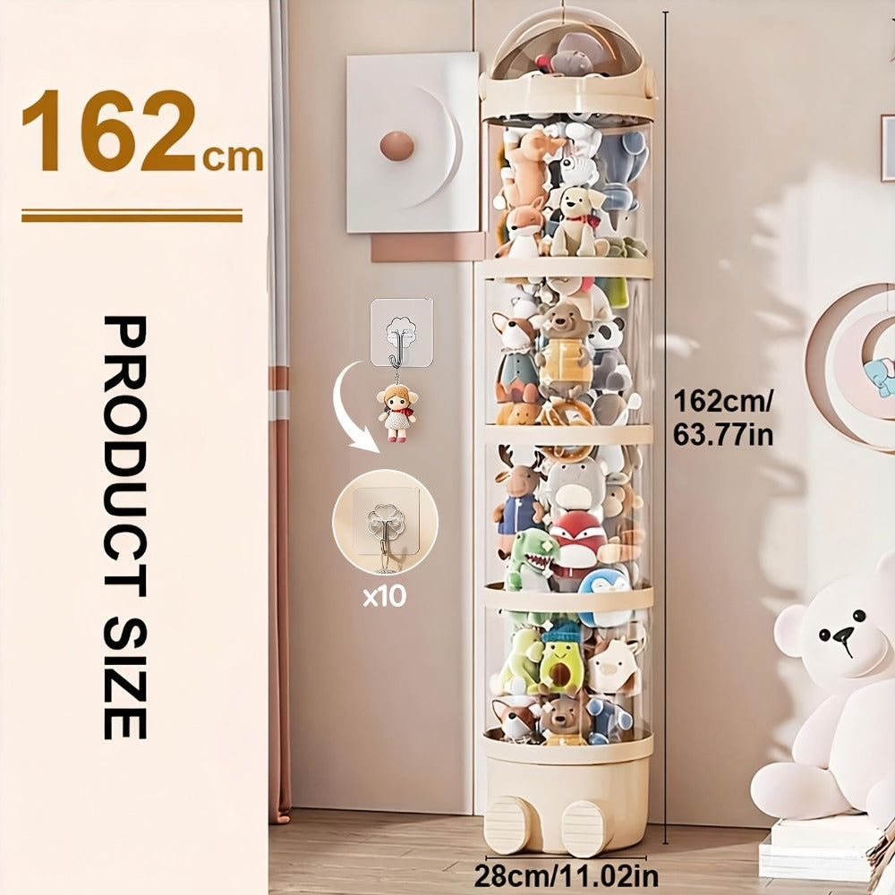Stuffed Animal Storage Tower ¨C Clear Plastic Toy Organizer with Layered Shelves, Visible Spacious Display Box for Kids Room, Living Room & Bedroom, Great Christmas Gift for Girls