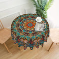 Mandala Round Table Cover 60 Inch - Colorful Boho Tablecloth for Patio, Backyard BBQ, Picnic & Kitchen Decor
