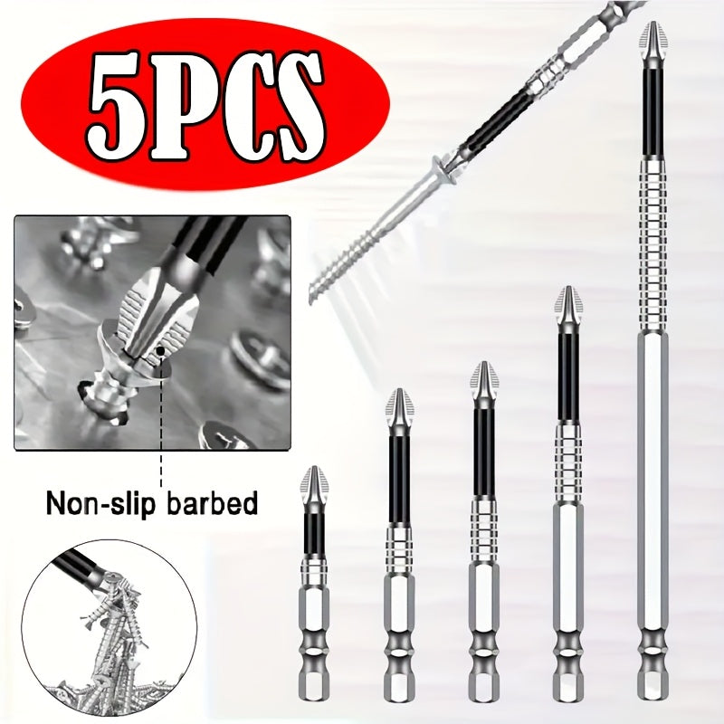 Magnetic Screwdriver Drill Bit Set Anti-Slip - K5 High Magnetic Power Bits in 50mm 65mm 70mm 75mm 90mm 150mm, Electric Screwdriver Bit Kit for Power Drills, DIY Home Repair & Professional Use
