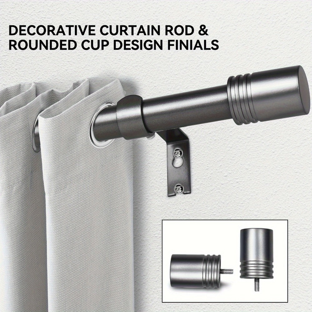 Adjustable Curtain Rods for Windows 1 Inch Diameter ¨C Modern Decorative Drapery Rod with End Finials, 18¡±-45¡± to 36¡±-120¡± | Black, Brushed Nickel & Gold Finish