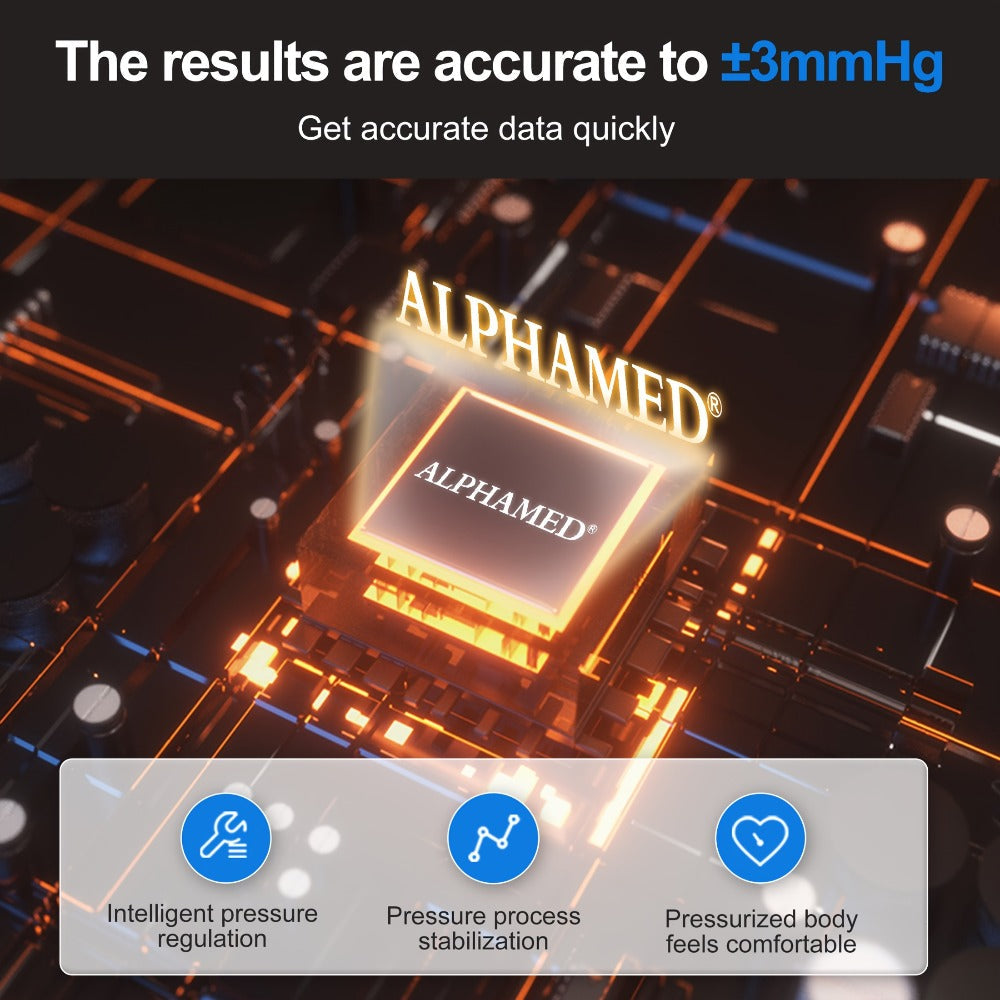 Upper Arm Blood Pressure Monitor - ALPHAMED U82RH Automatic BP Monitor, USB Powered, 8.7-17¡± Cuff, 2¡Á199 Memory, LED HD Curved Screen, Intelligent Design for Elderly & Family Home Use