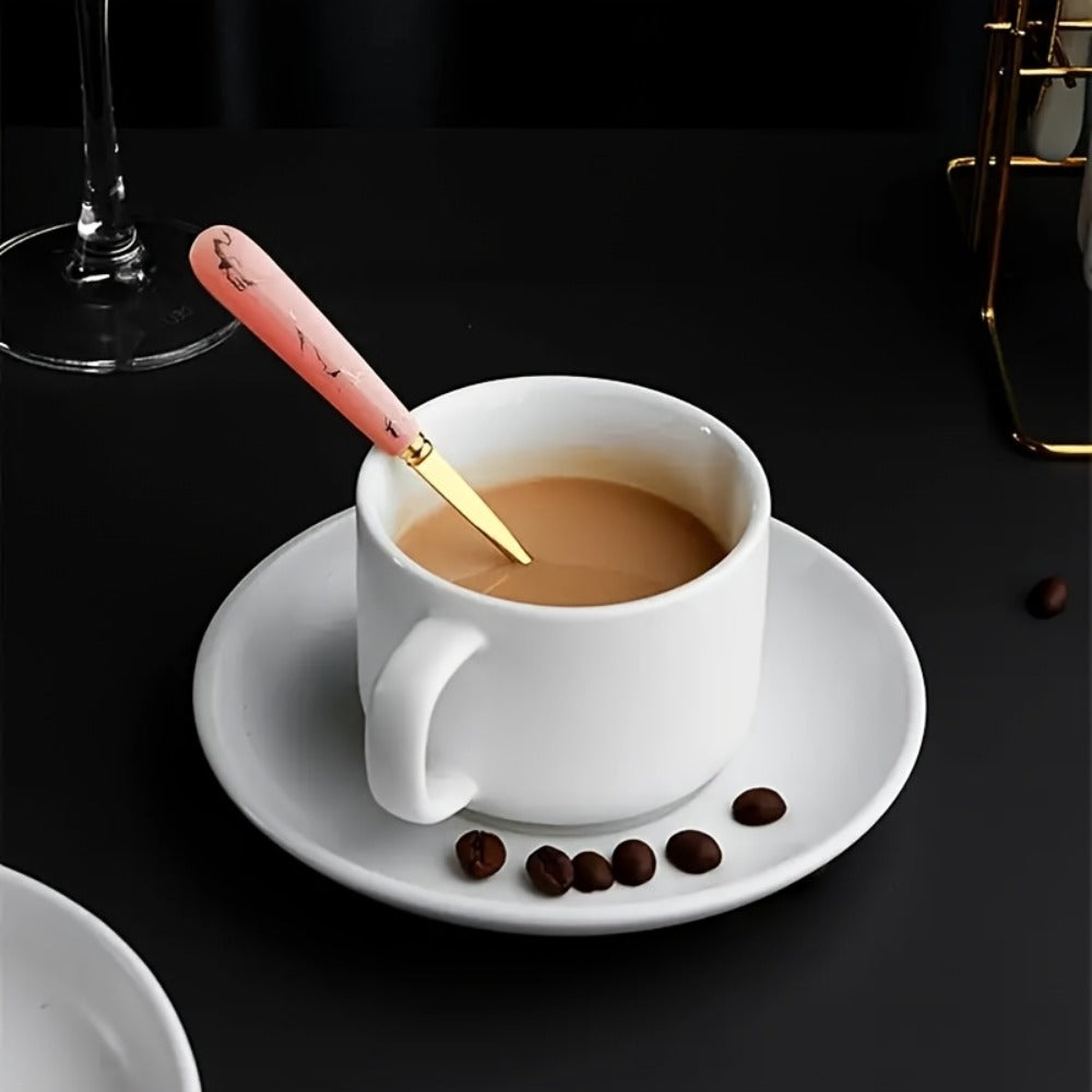 Marble Pattern Cutlery Set 24pcs - Dinner Forks Soup Spoons Teaspoons for Home Hotel Restaurant