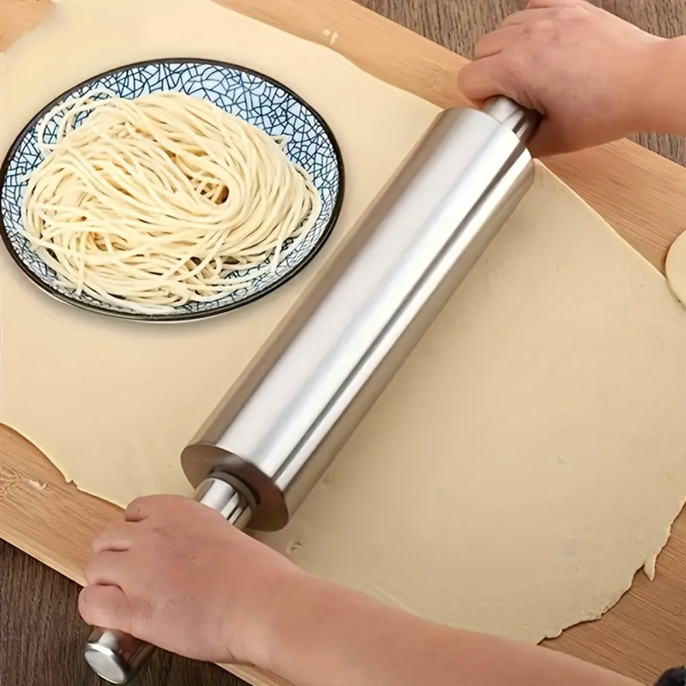 Stainless Steel Rolling Pin, Professional Non-Stick Dough Roller with Non-Slip Grip and Rounded Ends, Easy to Clean Baking Rolling Pin for Pizza Dough, Pie Crust, Pasta, Cookie, Bread, Multiple Sizes