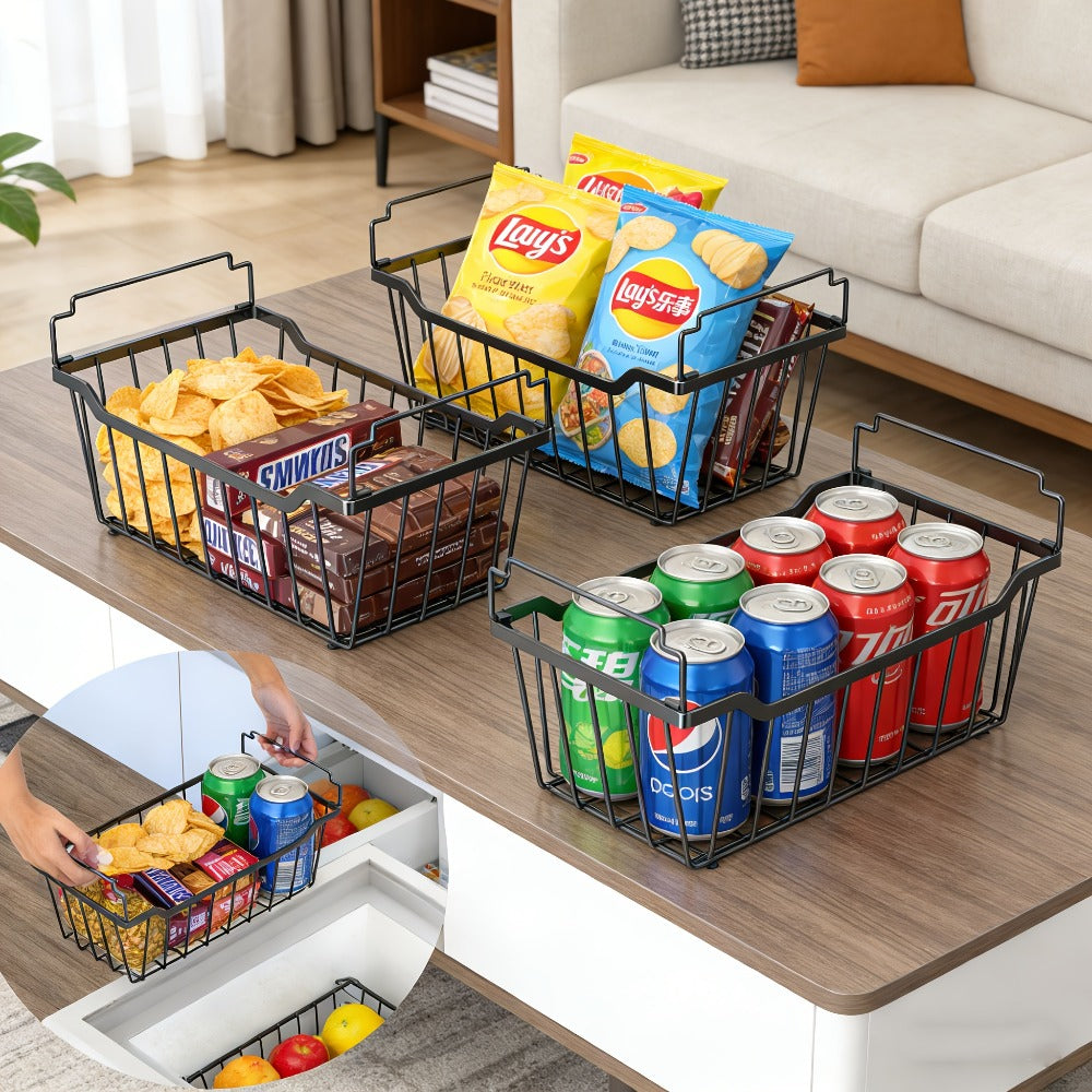 Freezer Organizer Bins Stackable with Foldable Handle - Chest Freezer Storage Baskets Rack, Space Saving Refrigerator Organizer Bins, 4 or 8 Pack
