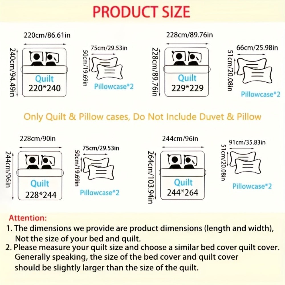 Quilt Set 3 Piece Soft Lightweight Bedding - Thin Bed Quilt with 2 Pillowcases for Bedroom Guest Room, Full Queen King, All Season Comforter Set, 10 Colors