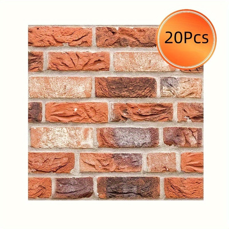 Peel and Stick Tile Stickers 20pcs Vintage Brick Pattern Self-Adhesive Waterproof Wall Tiles for Kitchen Bathroom Toilet ¨C Removable Oil-Proof Backsplash Wall Art Decor