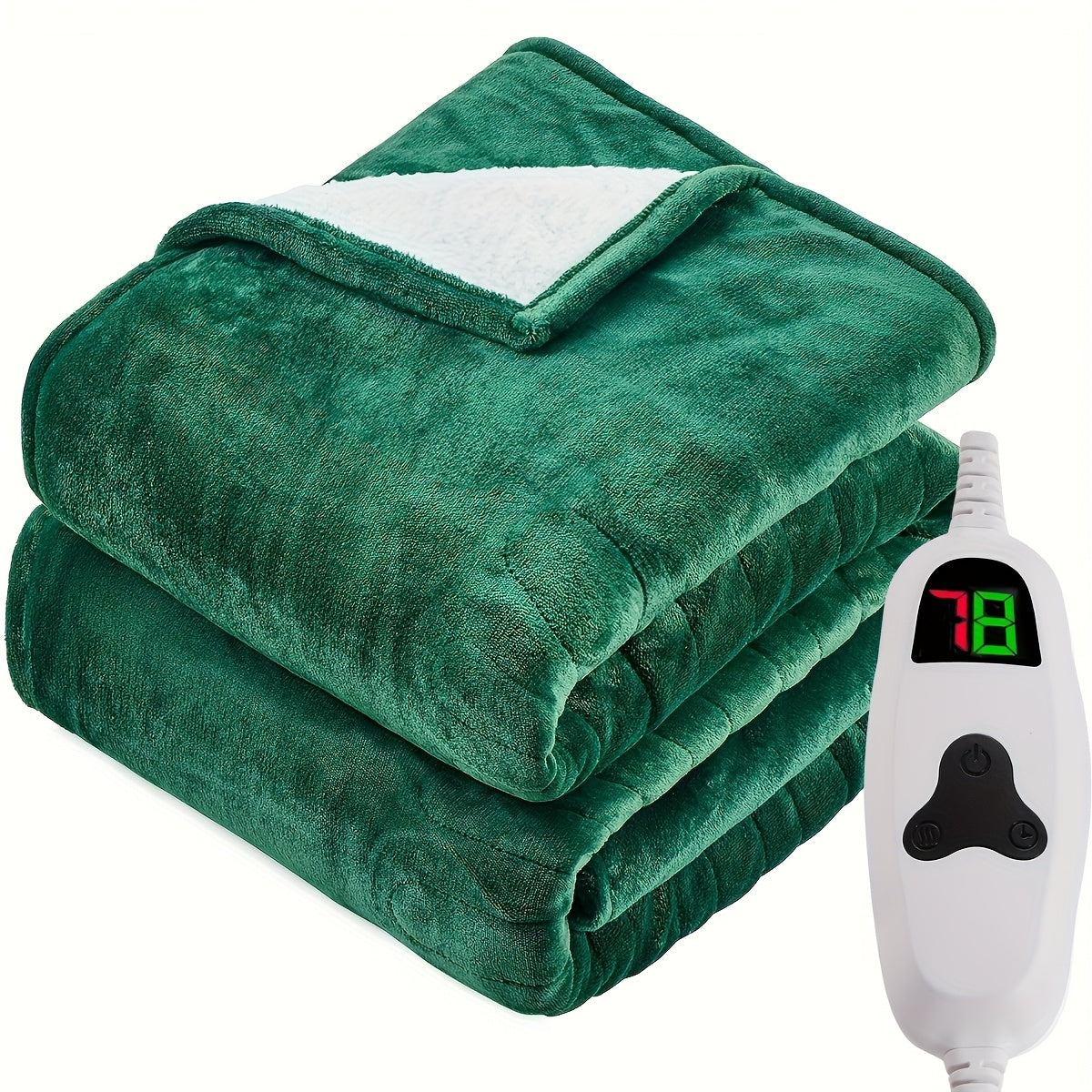 Electric Heated Blanket Dual Zone Independent Temperature Control A/B Zones | 10 Heating Levels Soft Flannel Fast Heating Blanket with Dual Controllers Auto Shut-Off 1/2/4/6/8 Hours Throw Full Size