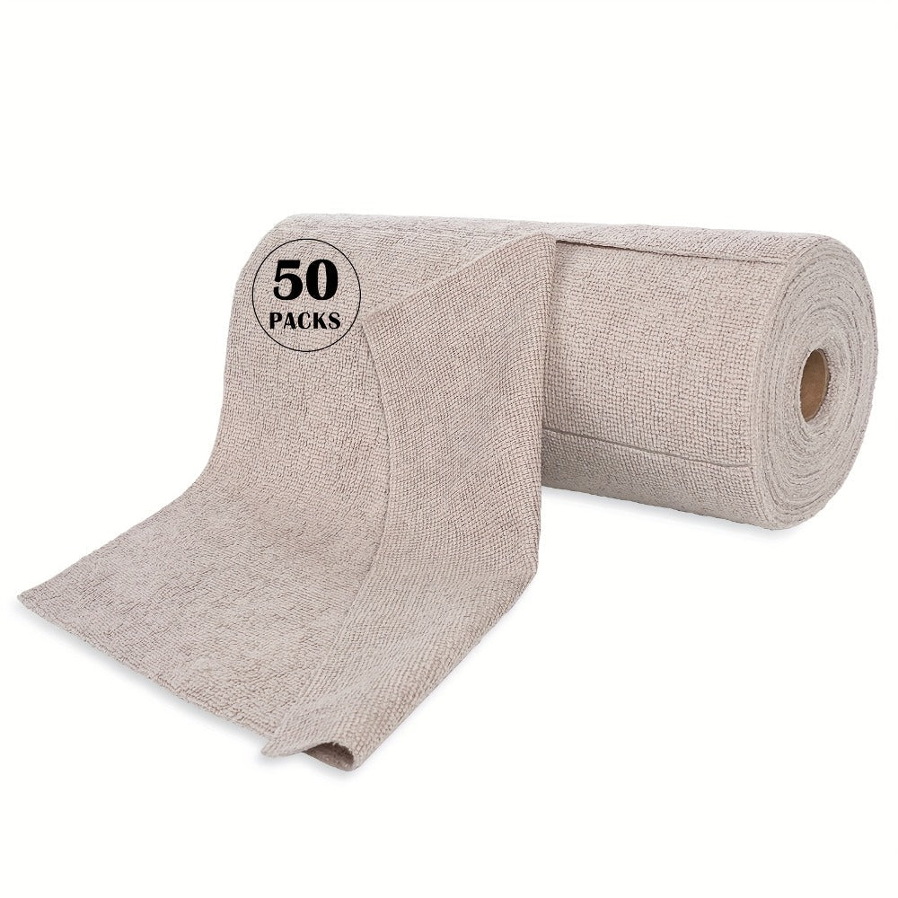 Microfiber Cleaning Cloths Reusable Paper Towel Roll Replacement ¨C Washable Absorbent Tear-Away Dishcloths for Kitchen, Bathroom & Car | Eco-Friendly Rags 50 or 100 Pack, 12x12 Inch