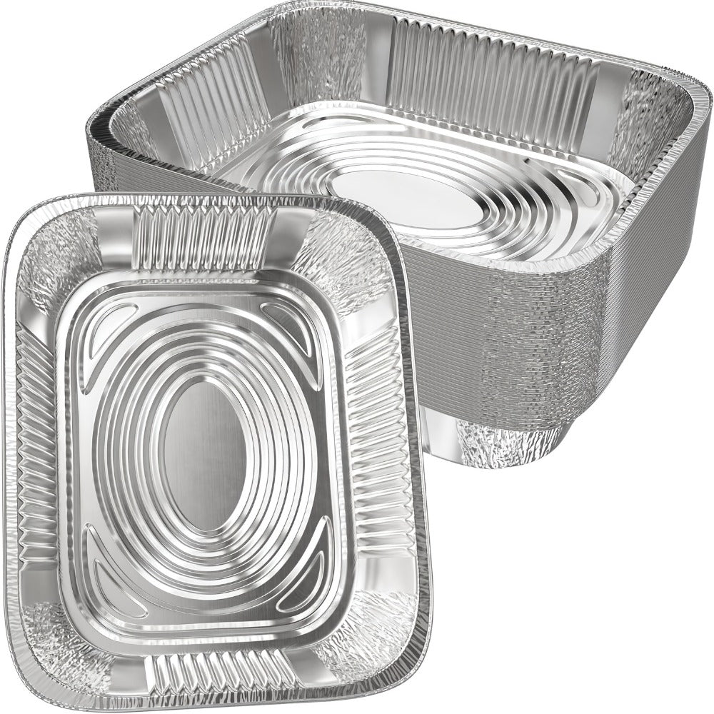 Disposable Aluminum Pans with Lids 25 Pack ¨C 9x13 Half Size Heavy-Duty Foil Baking Trays for Roasting, Reheating & Cooking ¨C Oven & Steam Table Safe, Chafing Dish Pans for Home & Commercial Use