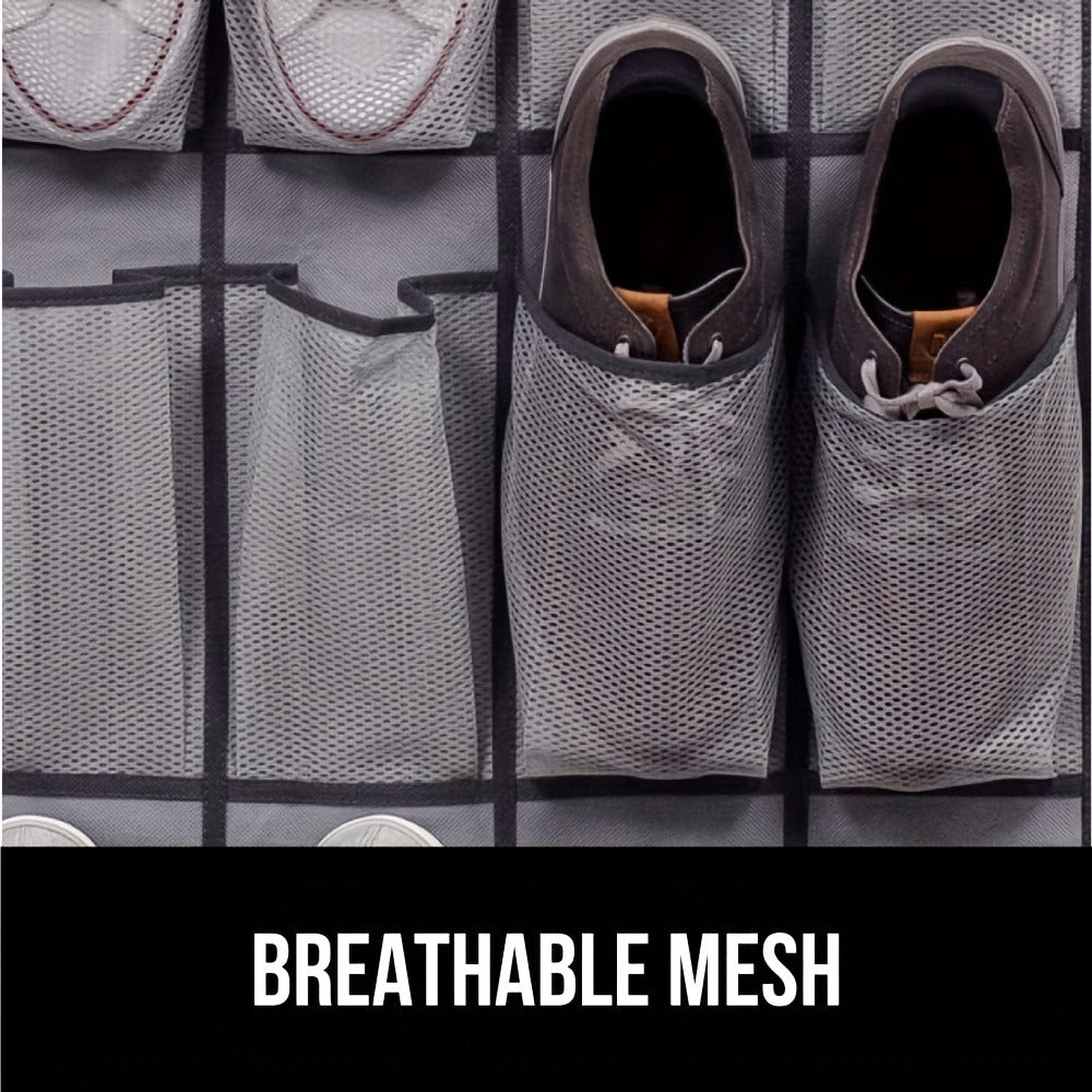 Over the Door Shoe Organizer Hanging Mesh Pocket | 28 35 40 Compartments 7-8 Layer with Hooks | Behind Door Storage Rack for Closet Dorm Room Bedroom Classroom Bathroom