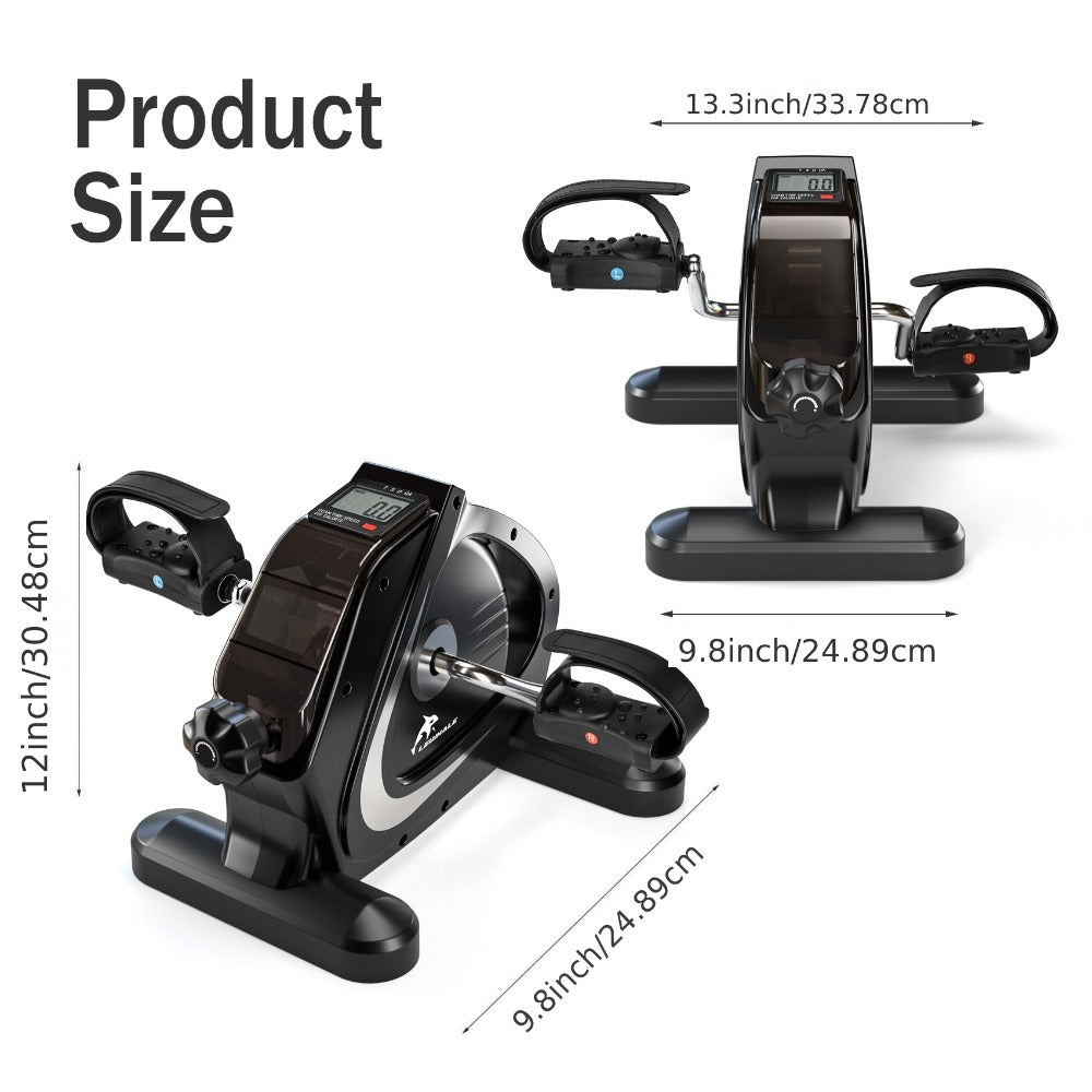 Portable Elliptical Trainer Mini Exercise Bike Under Desk Pedal Exerciser LCD Display 8 Resistance Levels Silent 350lb Capacity Arm Leg Training for Home Office Seniors
