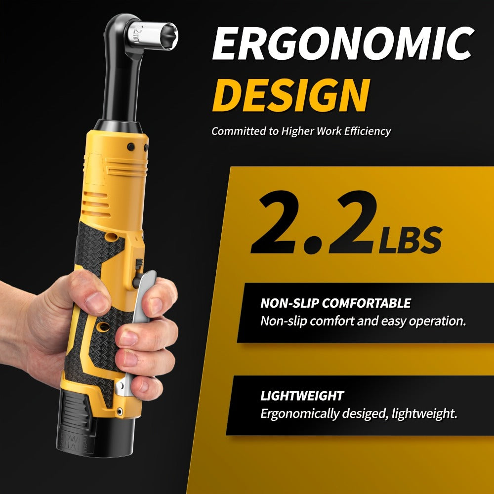 Cordless Electric Ratchet Wrench Set 3/8 inch Variable Speed Trigger Ergonomic Grip 9 Sockets Lithium-Ion Battery Powered for Car Repair Automotive Maintenance Home DIY Yellow 1 or 2 Battery Pack