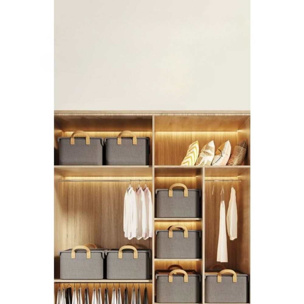 Foldable Storage Box for Clothes & Pants ¨C Collapsible Wardrobe Organizer Basket for Dormitory, Closet & Under-Bed Storage | Space-Saving Folding Bin in Gray, Denim Blue & Beige