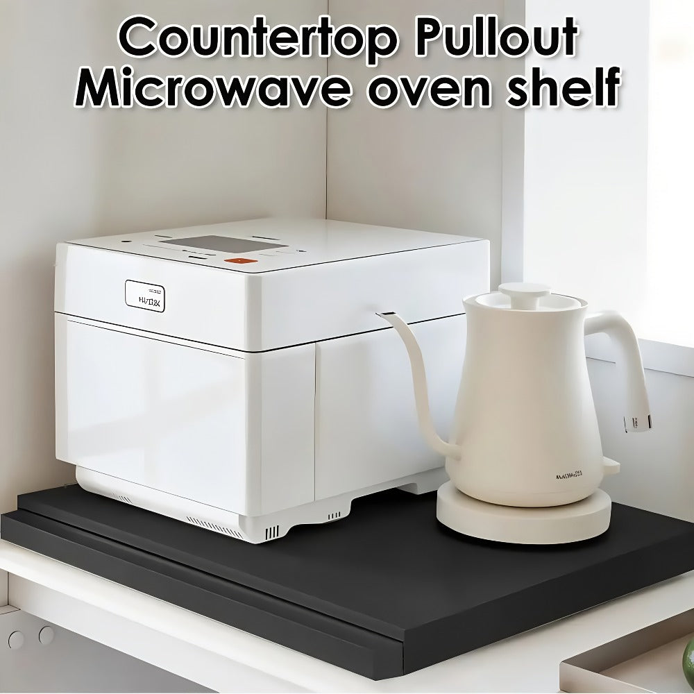 Microwave Stand Countertop Organizer Adjustable Metal Pull-Out Rack Shelf Space Saving Kitchen Storage for Microwave Oven Air Fryer Rice Cooker Coffee Station Toaster Appliances Black White 1 or 2 Piece