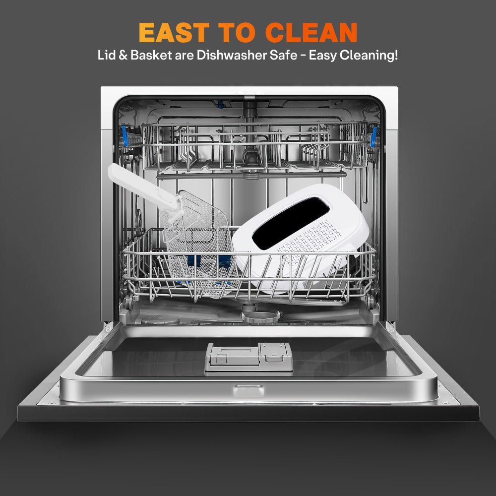 Electric Deep Fryer 1500W ¨C 84.54oz Large Capacity, Adjustable Temperature Control, Non-Stick Basket, Viewing Window, Removable Lid, One-Touch Switch, Easy to Clean, Black & White Options