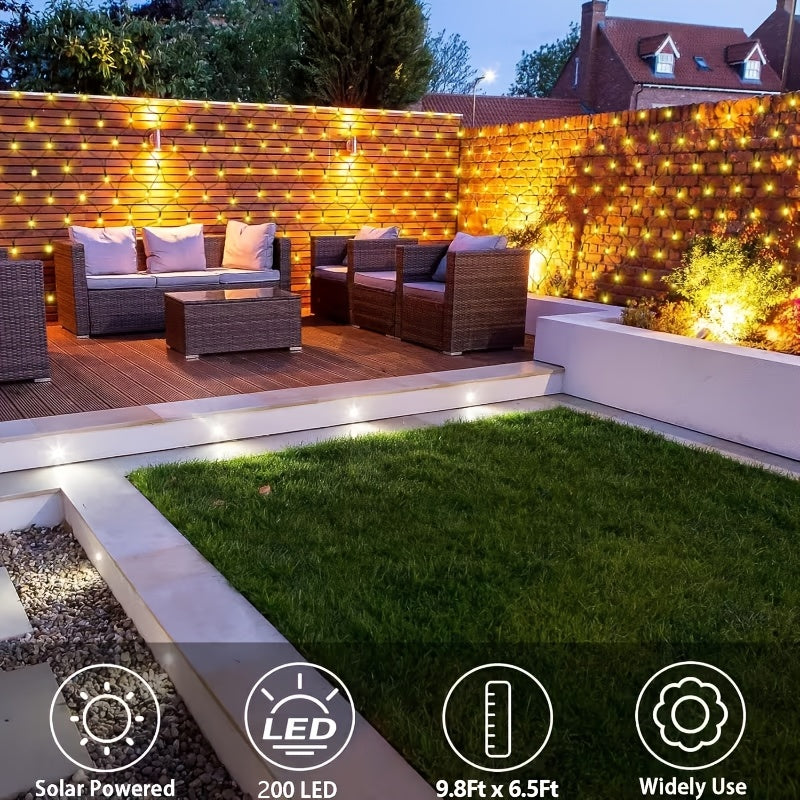 Solar Net Lights Outdoor 11.8ft x 5ft | 100 200 360 LED Mesh Bush Lights Auto On Off | Solar Powered Garden Fairy Lights for Tree Fence Backyard Decor Warm White White RGBY
