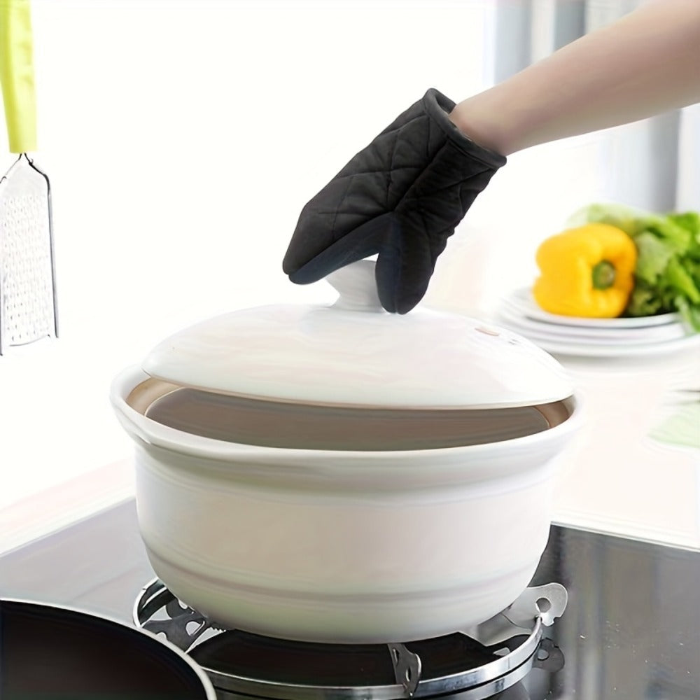 Oven Mitts 2 Pack Heat Resistant Kitchen Gloves - Non-Slip Multi-Ply Durable Cooking Baking Gloves Food Safe for BBQ Grilling Thanksgiving Christmas Holiday Kitchen Gift