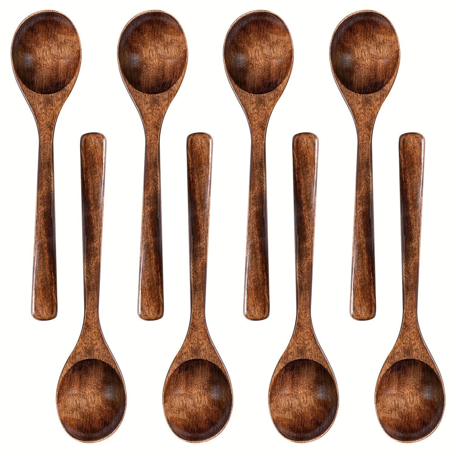 Wooden Spoons for Eating 8pcs ¨C 7.28 Inch Small Wood Teaspoons for Stirring Coffee, Tea, Honey, Cooking & Serving Soup Dessert, Wooden Spoon Set