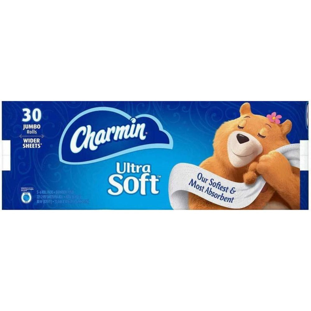 Charmin Ultra Soft Toilet Paper Mega Roll - 2-Ply 200 Sheets per Roll, Soft & Strong Bath Tissue, Available in Mega, Double, 16ct, 30ct, 328ct Bulk Pack Options for Home, Office & Commercial Use