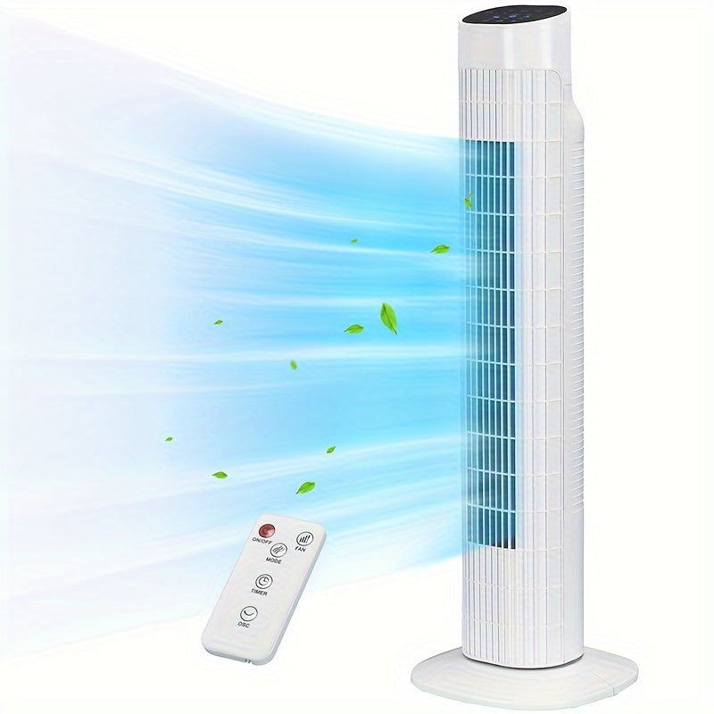 Tower Fan 31 Inch Bladeless | 80¡ã Oscillating Standing Fan with Remote Control, 7.5H Timer & 3-Speed Settings, Quiet Cooling Fan for Bedroom, Living Room & Office ¨C Black & White