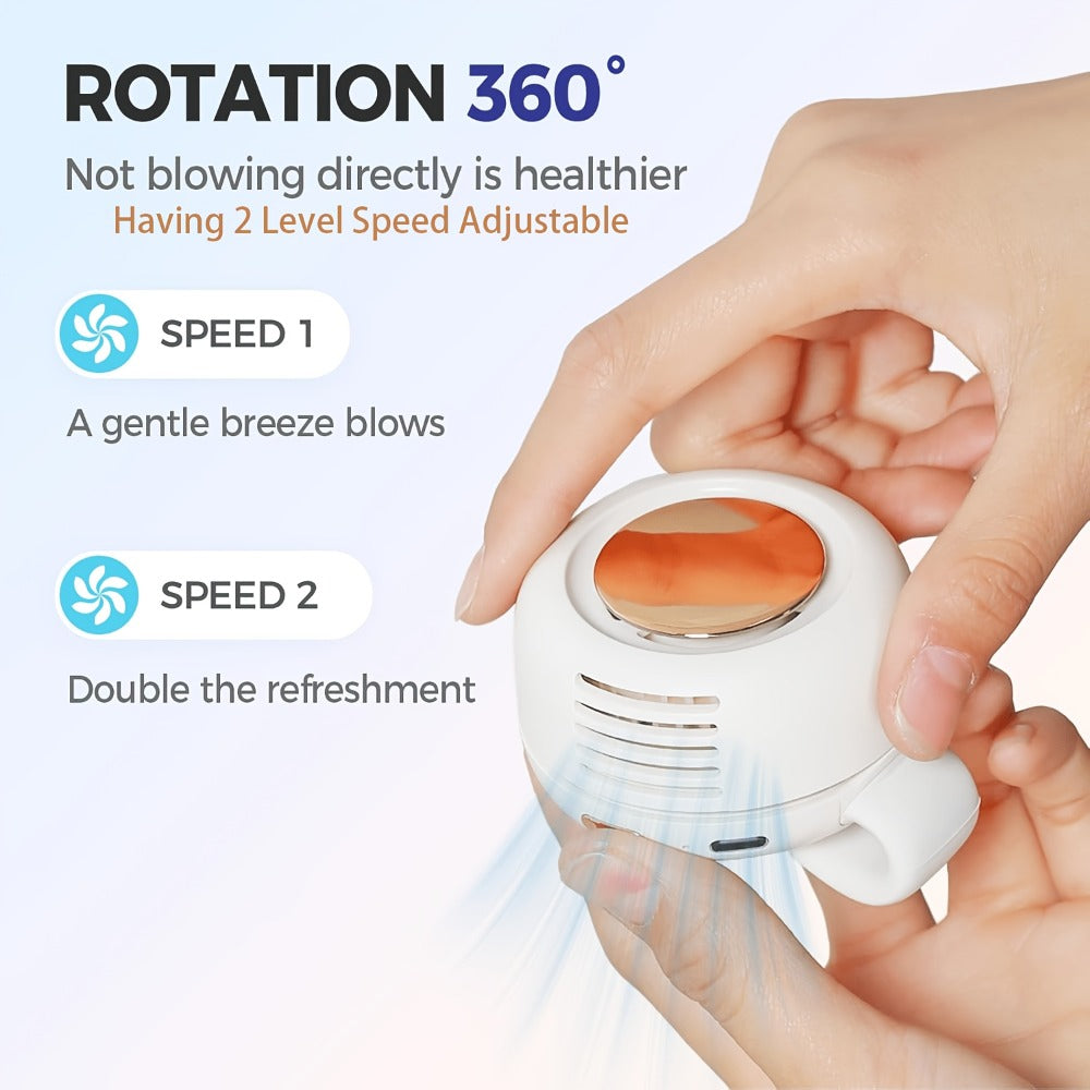 Clip-On Bladeless Neck Fan 360¡ã Surround Wind | Rechargeable Hands-Free Mini Fan for Shirt & Waist, Portable Personal Cooling for Outdoor, Travel & Sports ¨C Digital Display Option, Pink, Green & White, 1pc & 2pcs