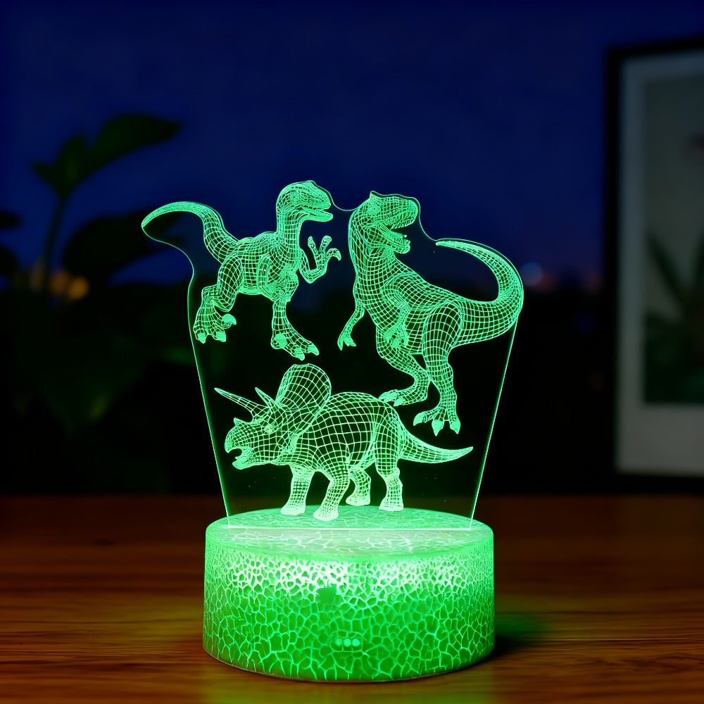 3D Holographic Dinosaur Night Lamp 16 Color Changing T-Rex LED Bedside Lamp Remote Touch Control Adjustable Brightness Kids Room Decor Gift Boys Girls Jurassic