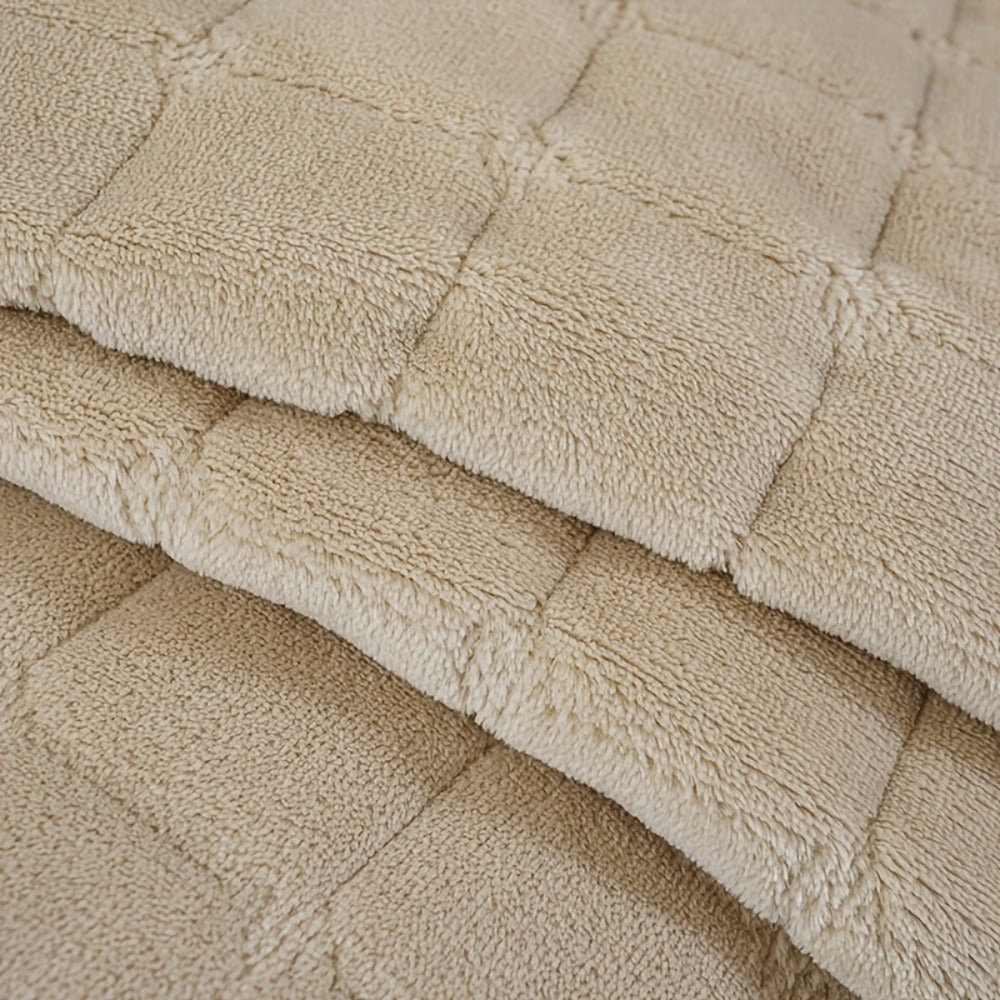 Sofa Cushion Cover Flannel Non-Slip Bohemian Style Soft Plush Couch Cover - Machine Washable Solid Color Slipcover for 2/3/4-Seater Sofa Living Room Bedroom Office, Coffee Gray White, Easy Care