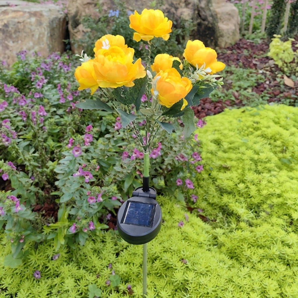 Solar Peony Flower Light 2PCS IP65 Waterproof - 84 LED Artificial Blooms 14 Fancy Lights Solar Powered Outdoor Garden Stake Lights for Lawn Yard Patio Holiday Decor Mother's Day Gift - 4 Colors