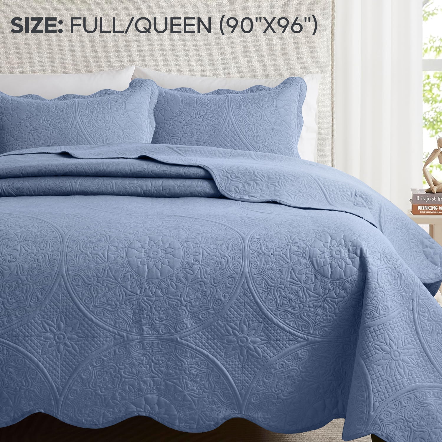 Quilted Bedspread Set 3 Piece ¨C Soft Floral Coverlet with Pillow Shams, Lightweight Breathable Quilt for Bedroom & Guest Room, All Season Bed Cover