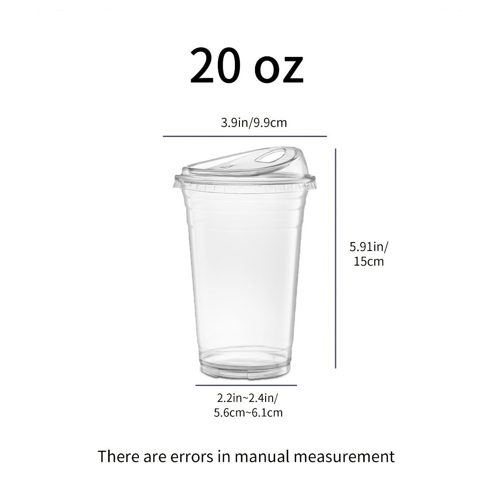 Disposable Clear PET Cups with Lids 50 Sets ¨C Transparent Plastic Cups for Coffee Smoothies Cold Drinks Parties Picnics Travel, 16oz & 20oz