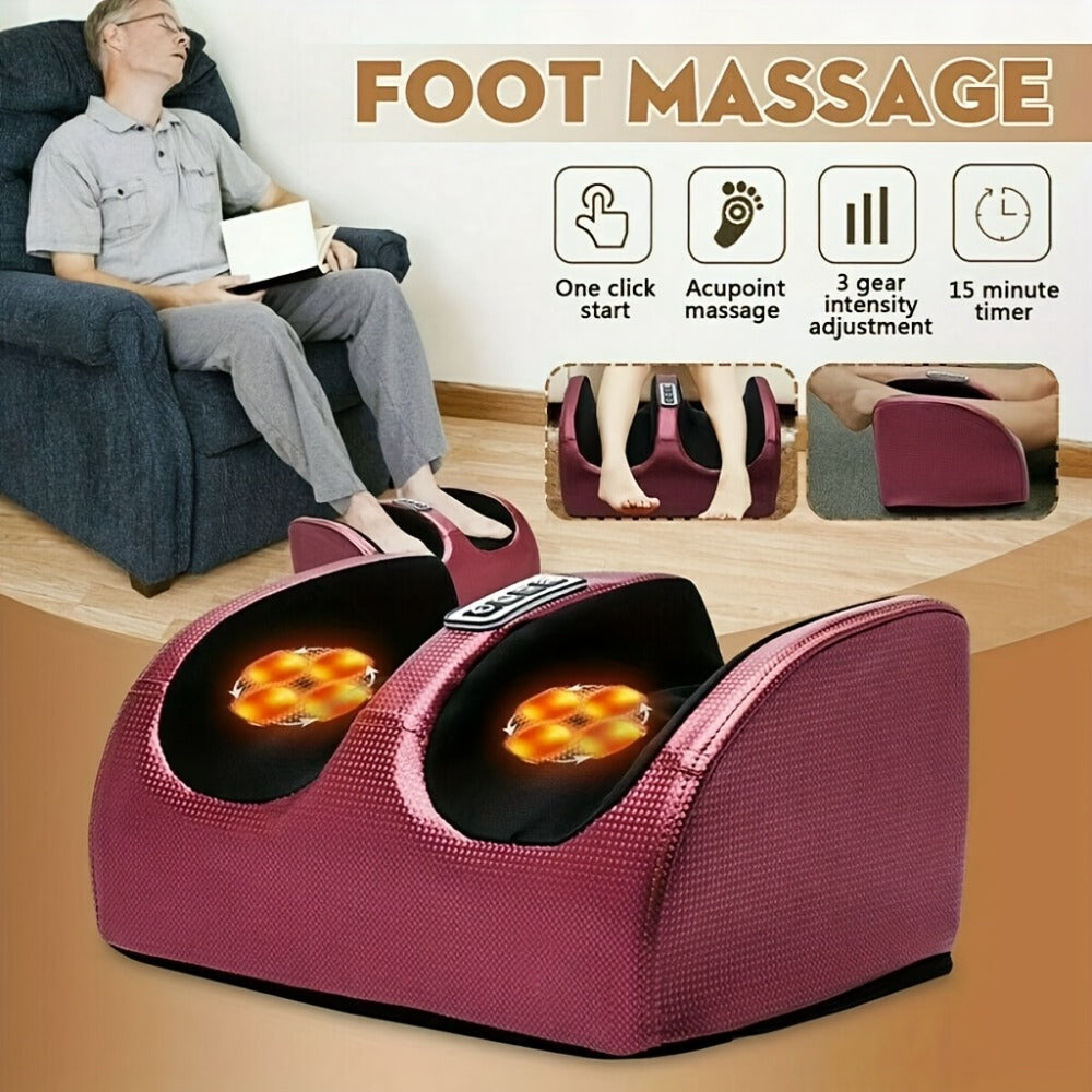 Foot Massager Multifunctional Acupressure - Electric Massage Tool for Foot, Leg, Arm & Plantar Relief, Relaxation & Pain Relief, Perfect Gift for Men & Women, Birthday & Holiday, Black or Red