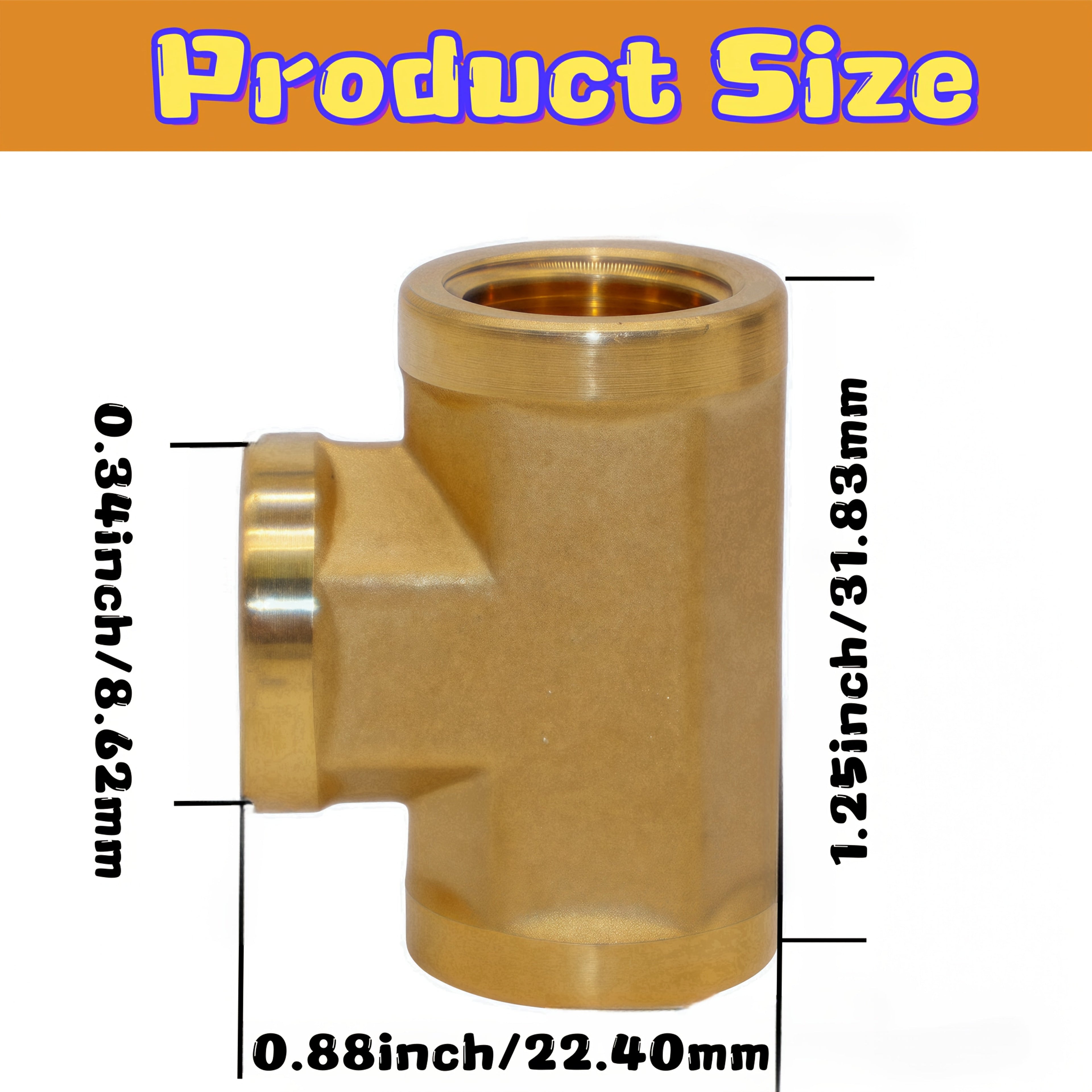 Brass Forged Pipe Tee Fittings NPT Female Threaded - 3-Way T-Shape Connector Couplings, Durable Metal Pipe Intersection Adapter for 1/8¡± 1/4¡± 3/8¡± 1/2¡± Pipes, Plumbing HVAC Gas Water Applications
