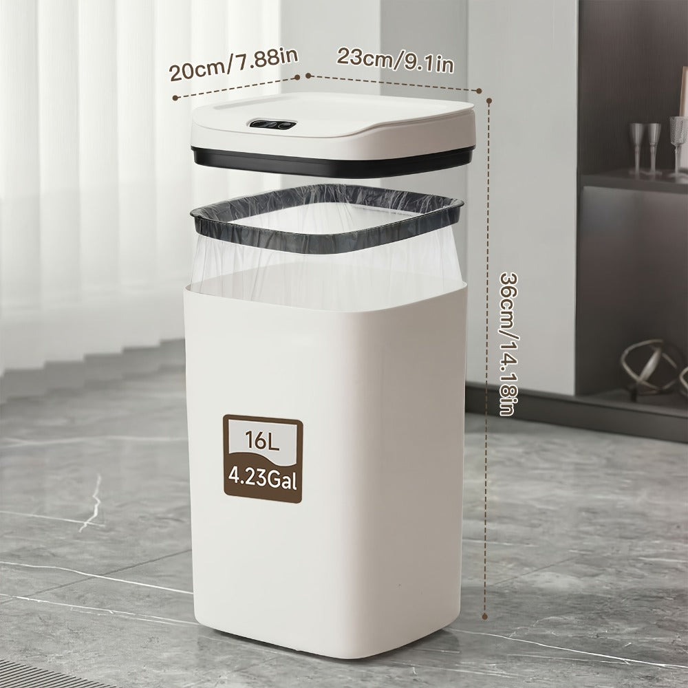 Motion Sensor Trash Can Touchless ¨C Smart Hands-Free Trash Bin with Sealing Lid & Odor-Blocking Technology, Trash Bag Fixing Ring, Easy Clean Durable Design for Kitchen, Office & Bathroom