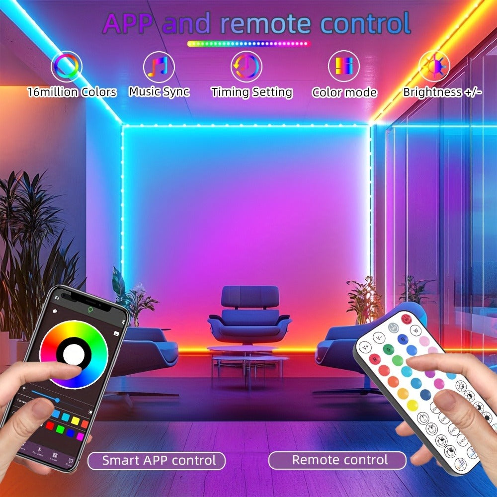 Smart RGB LED Strip Lights 10M 32FT Remote Control Color Changing Atmosphere Lights for Bedroom Room Party Halloween Christmas Wedding Home Decor