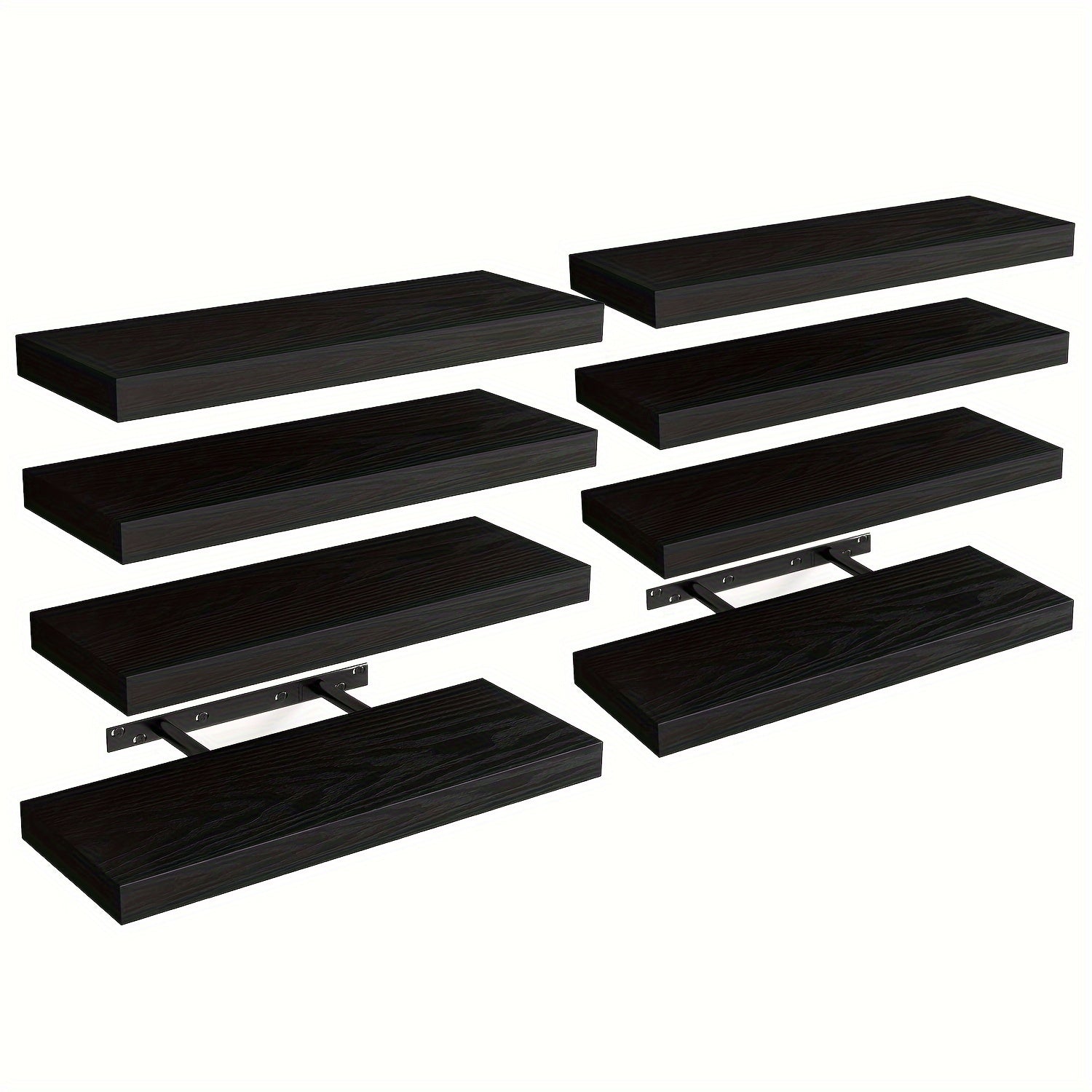 Floating Shelves for Wall 4/8pcs 15.8 Inch, Rustic Wood Wall Shelves with Invisible Brackets, Wall Mounted Display Shelf for Home Decor, Living Room, Bedroom, Bathroom ¨C Walnut, Brown, Black, White, Gray