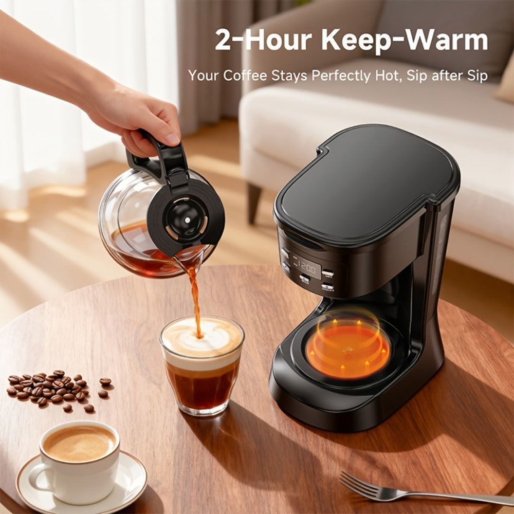 5-Cup Programmable Digital Coffee Maker ¨C Auto Brew, Sneak-A-Cup Anti-Drip, Washable Basket Filter, Keep-Hot Plate & Water Level Window, Drip Coffee Machine for Home & Office ¨C Black, White