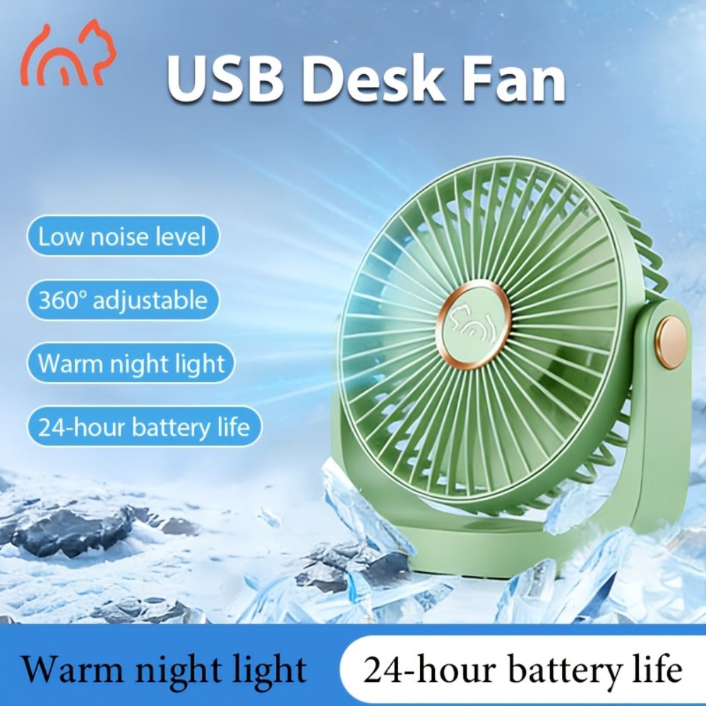 Portable USB Rechargeable Fan, 5-Speed Turbo Strong Wind Fan, Adjustable Hanging Vertical Fan for Wall, Desktop and Ceiling Mount, Fast Cooling Personal Fan for Home, Office and Outdoor Camping
