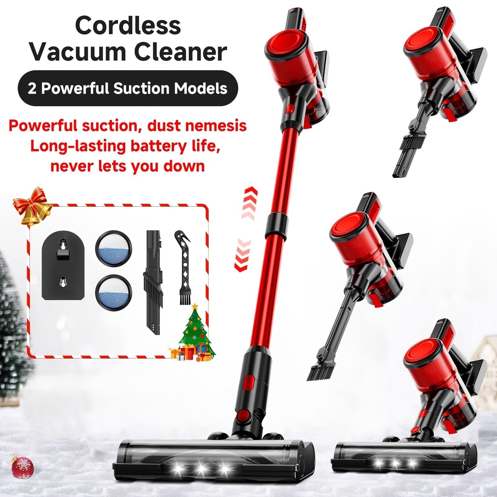 Cordless Stick Vacuum Cleaner 70KPa Brushless Motor 45-Min Runtime Lightweight for Pet Hair Carpet Hard Floor Dust with Cord & Cordless Modes