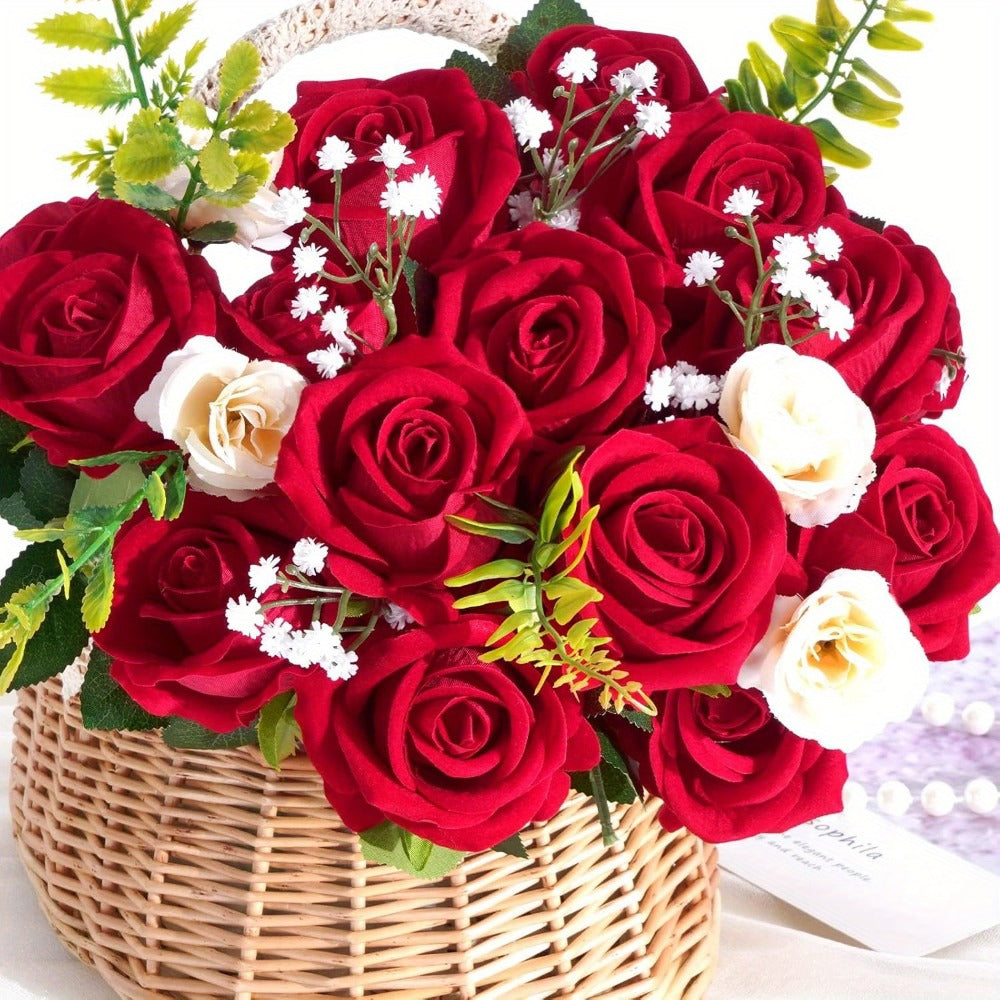 Artificial Roses Bulk with Long Stems ¨C Real Touch Velvet Fake Flowers for Wedding Bouquet, Bridal Centerpiece, Valentine's Day, Mother's Day, Home Decor (50/100pcs, Multi Colors)