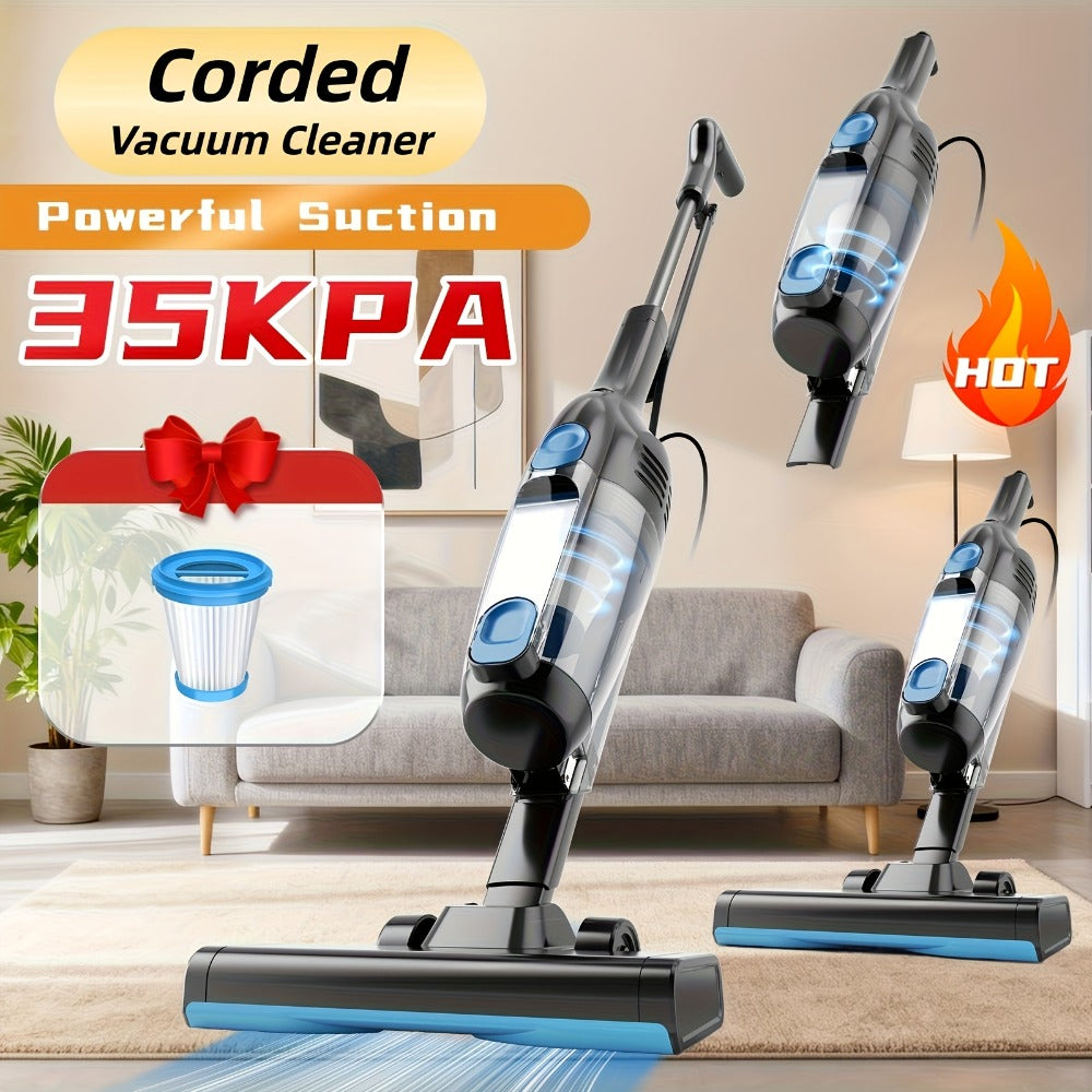 Cordless Vacuum Cleaner 2-in-1 Corded 70KPA Powerful Suction | 6-in-1 Handheld Vacuum with Detachable Battery 45-Min Runtime LED Brush Head 50.5oz Dust Cup | For Hardwood Floor Carpet Pet Hair Home Car