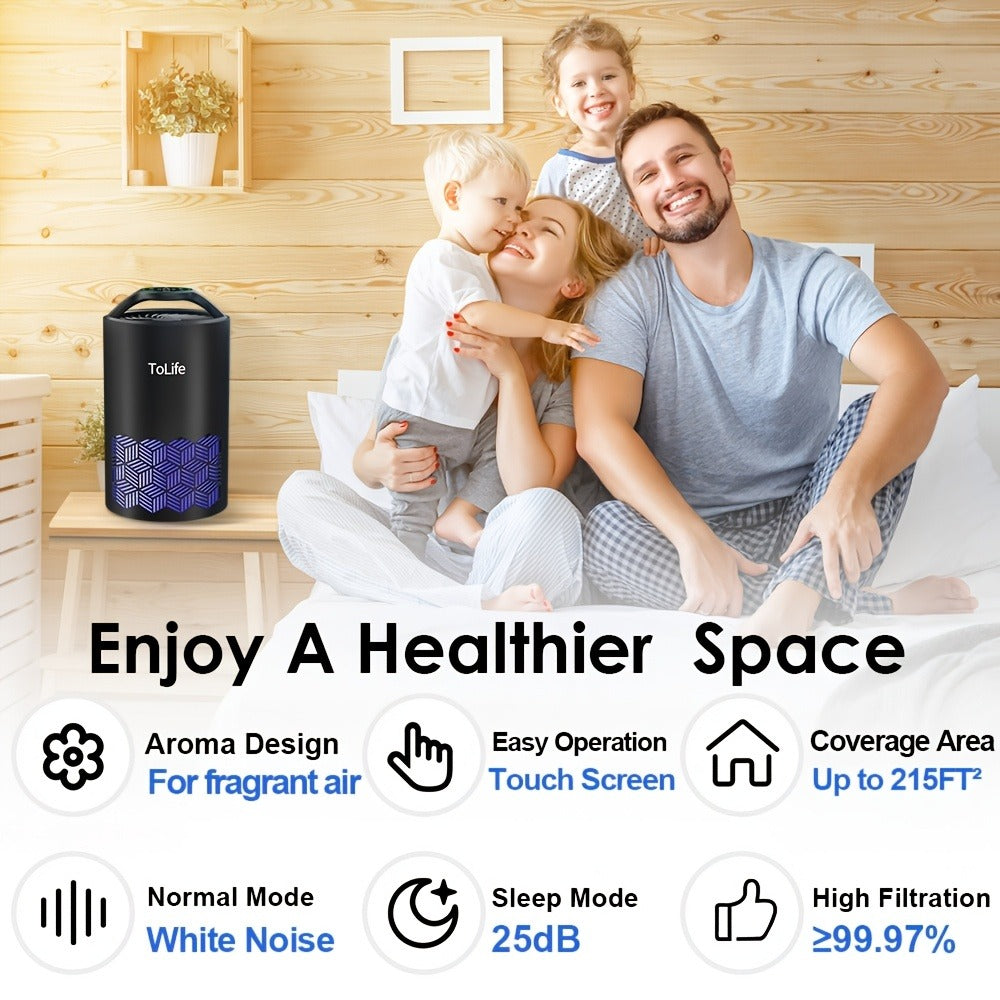 H13 True HEPA Air Purifier for Bedroom Large Room with Scent Diffuser Ultra Quiet 25dB Removes Pet Hair Smoke Dust Odors