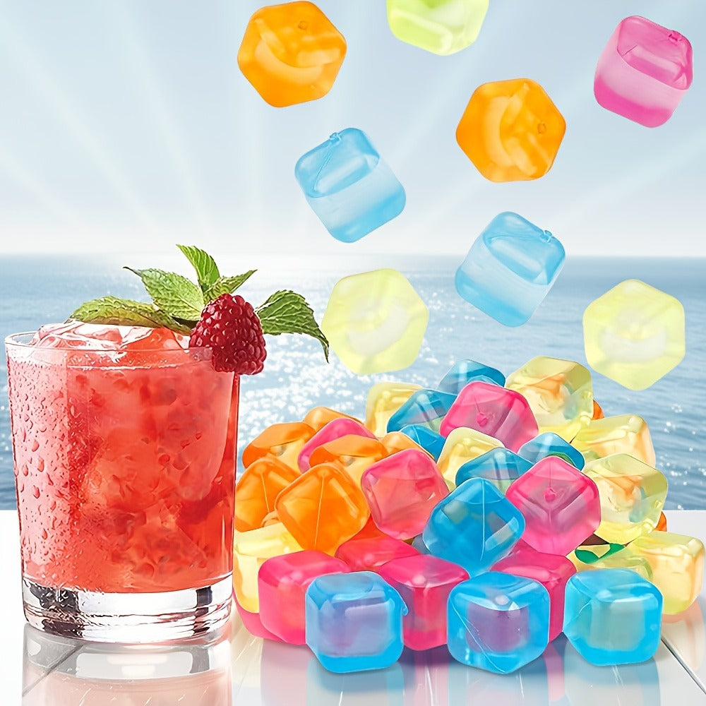 Reusable Plastic Ice Cubes 60/90/120/165 PCS - Non-Melting Non-Diluting Refreezable Ice Cubes for Whiskey, Vodka, Coffee & Cocktails, Rainbow & Unicorn Washable Fake Ice Cubes for Drinks