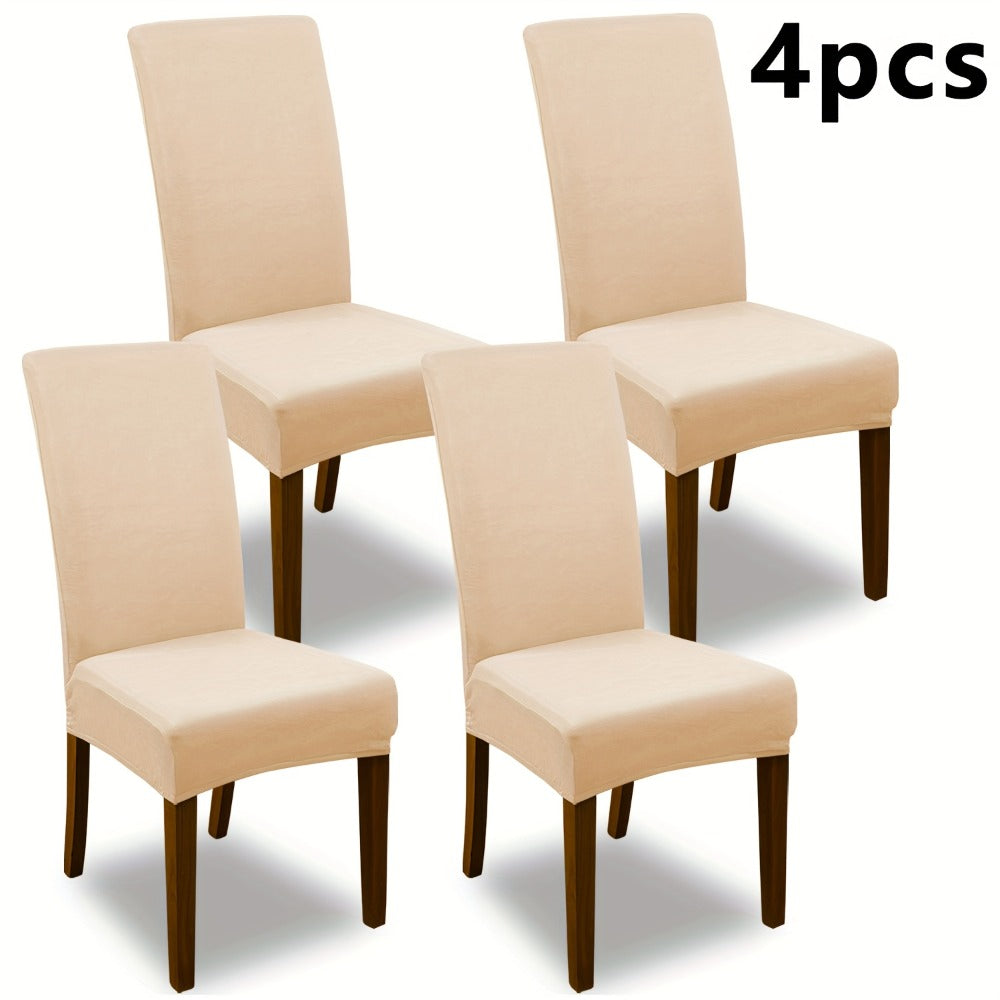 Stretch Dining Chair Covers Set | Elastic Jacquard Slipcovers for Dining Room Kitchen Wedding Office, 4pcs or 6pcs, 9 Colors, Washable Furniture Protector