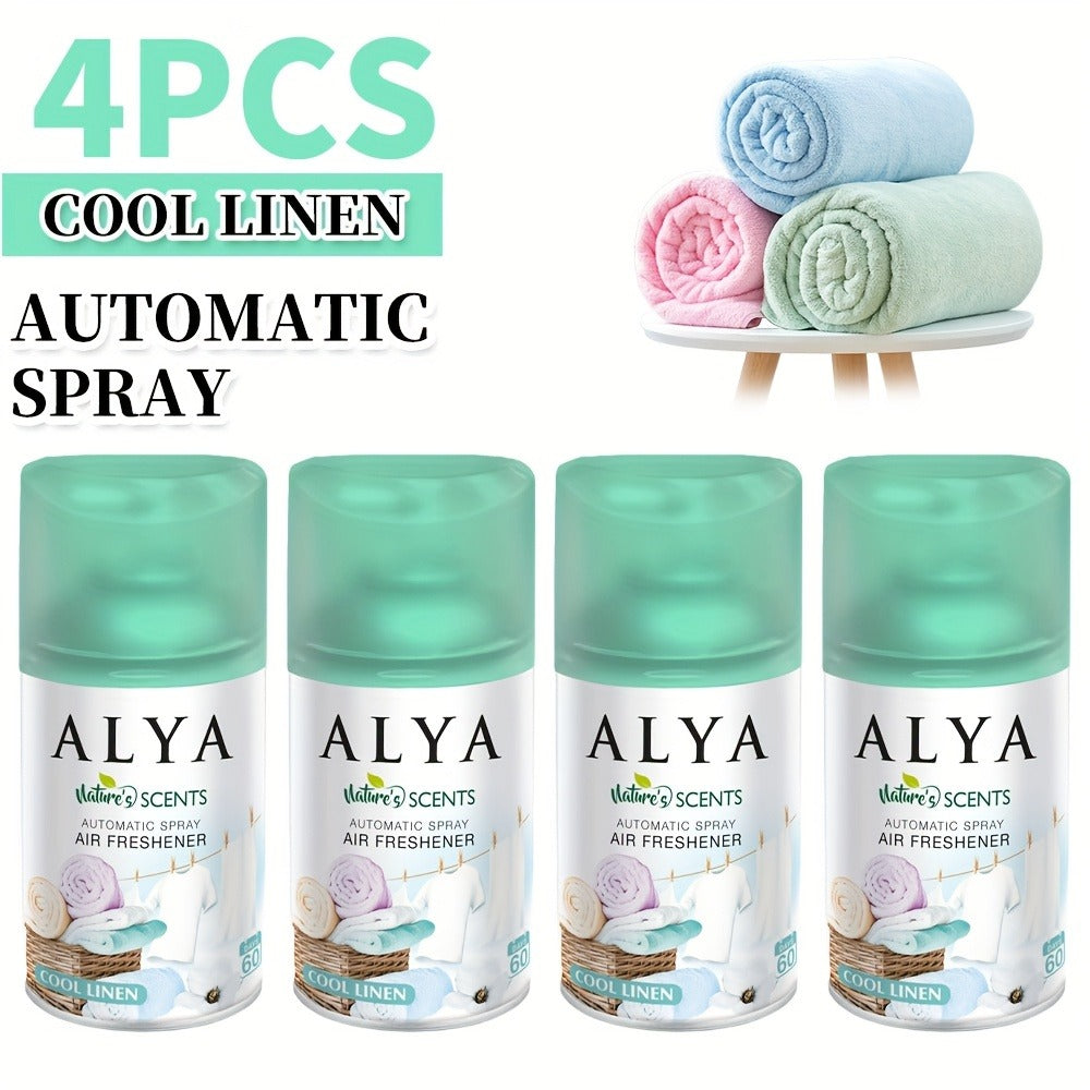 Automatic Spray Air Freshener Refill 8.45oz 1pc or 4pcs - 6 Scents Lavender Vanilla Cool Linen Ocean Mixed Berries Magnolia, Odor Fighting Room Spray for Car Office Home Bathroom Kitchen Fabric Closet