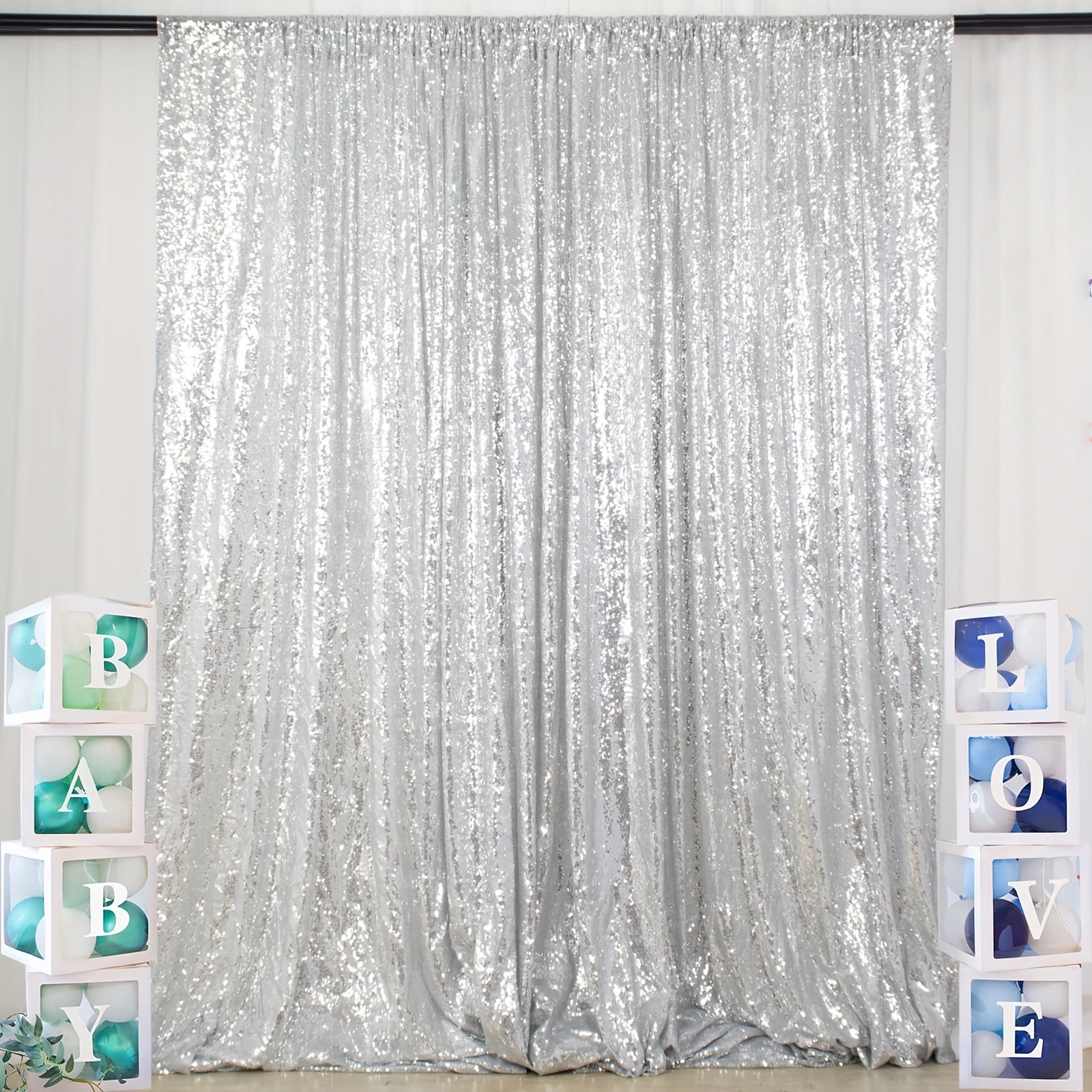 Sequin Backdrop Curtain for Party Wedding - 4x8ft Shimmering Glitter Curtain for Birthday Photo Booth Stage Decoration, Easy Hang, Multi-Color