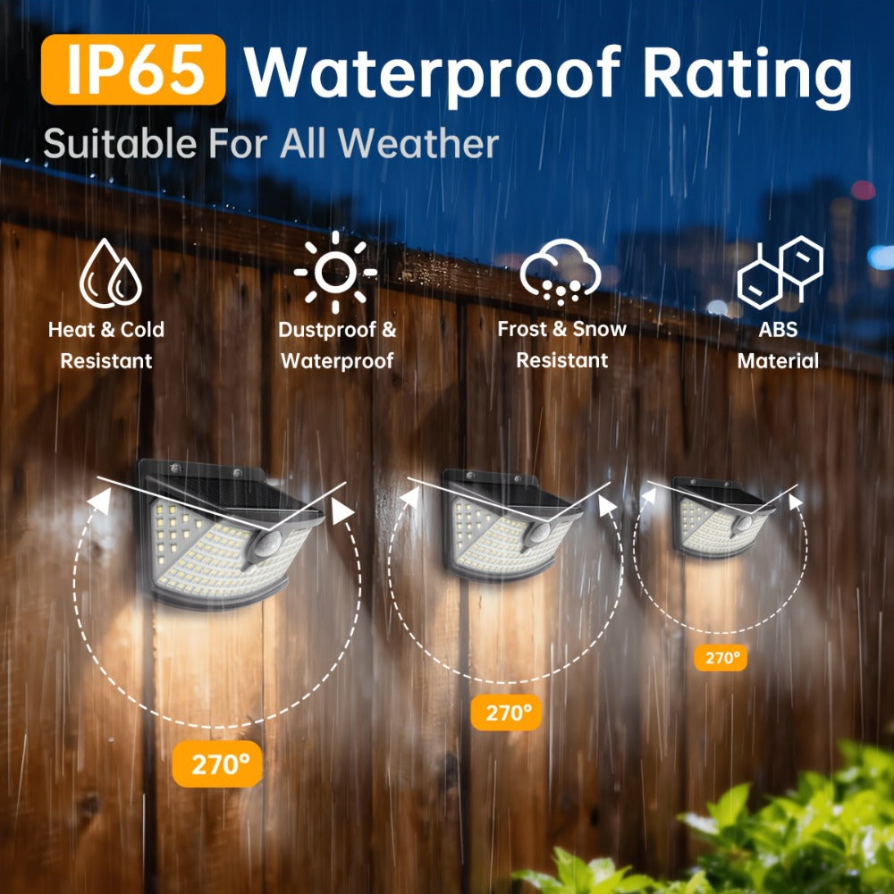 Solar Step Lights Outdoor 120 LED Motion Sensor ¨C 270¡ã Wide Angle IP65 Waterproof Wall Light with 3 Modes | 18-Hour Solar Powered Stair Light for Pathway, Fence, Garage & Deck | 4/6/8 Pack