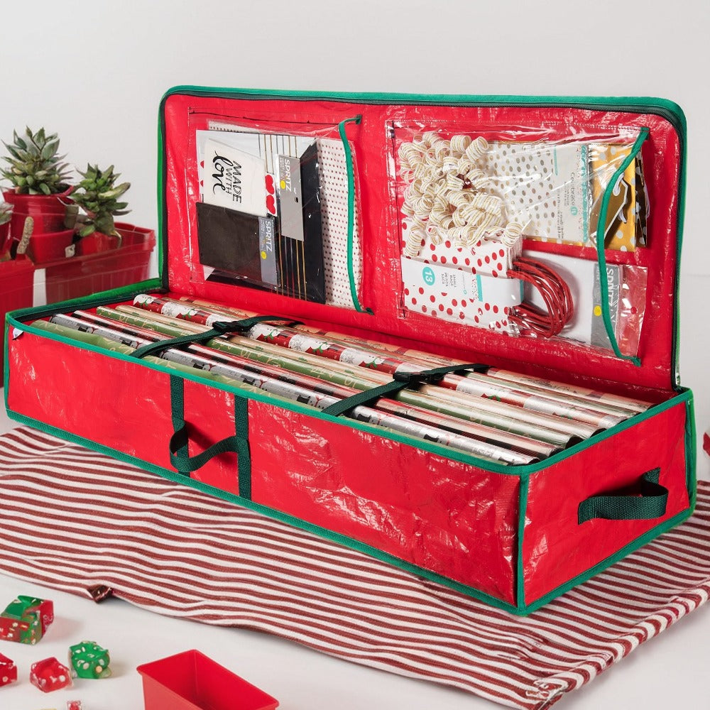 40-Inch Waterproof Holiday Storage Bag - Large Underbed Organizer with Zipper, Interior Pockets & Dustproof Cover for Christmas Decorations, Gift Wrap & Seasonal Items