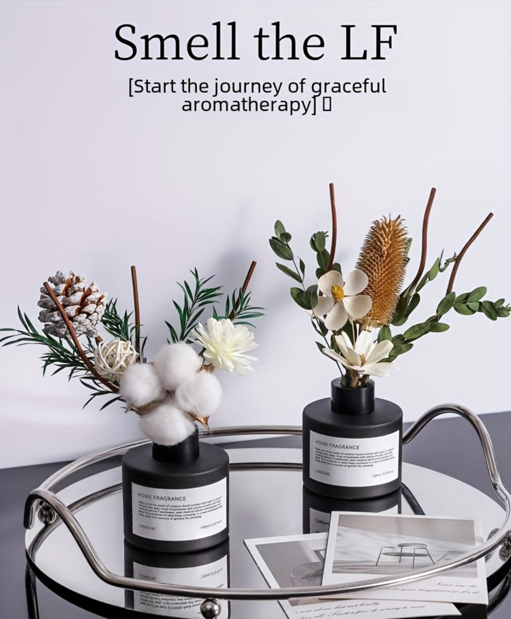 Reed Diffuser with Real Flowers & Essential Oil - Long-Lasting Home Fragrance Scent Sticks for Bedroom Bathroom Living Room, Jasmine Gardenia Sandalwood Citrus