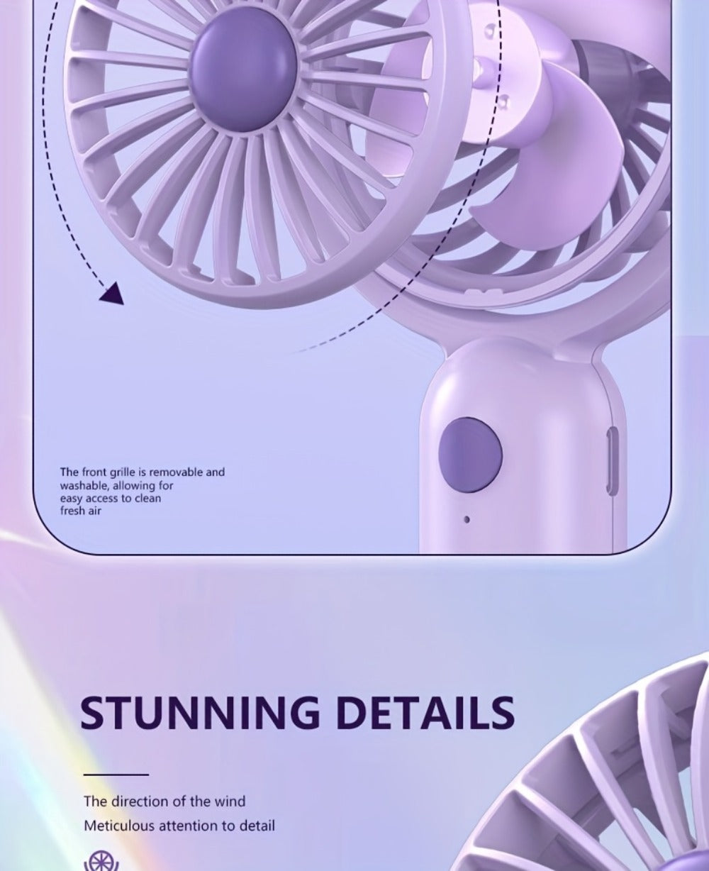 Handheld Fan Mini USB-C Rechargeable 3 Speed 180 Degree Adjustable Portable Personal Fan for Indoor Outdoor Travel Summer Cooling Gift 3 Pack 6 Pack Black Pink Purple